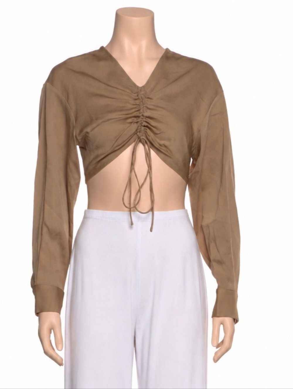 Christopher Esber Long Sleeve Ruched Crop Top US2 NWT